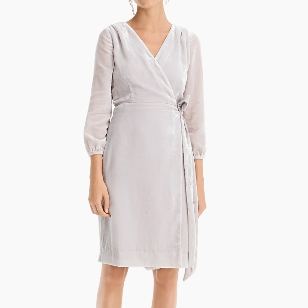 Wrap dress in drapey velvet midi quarter sleeve